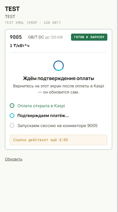 «Ждём подтверждения оплаты»: оплата открыта в Kaspi, платёж подтверждается